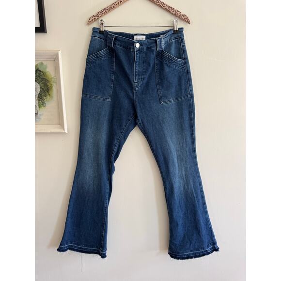 FRAME Le High Flare Trapunto Stitch Jeans in Aurora Size 33 - Picture 3 of 7